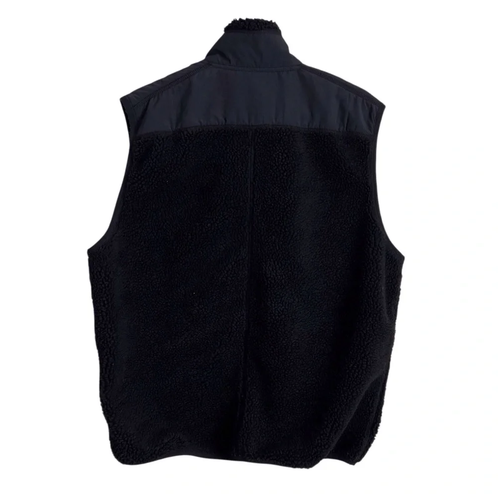 J Crew Men’s Black Fleece Sherpa Vest Preppy Neutral Outdoor Gorpcore XL